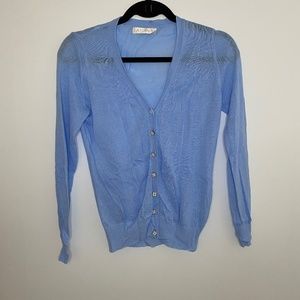 Blue flower button cardigan